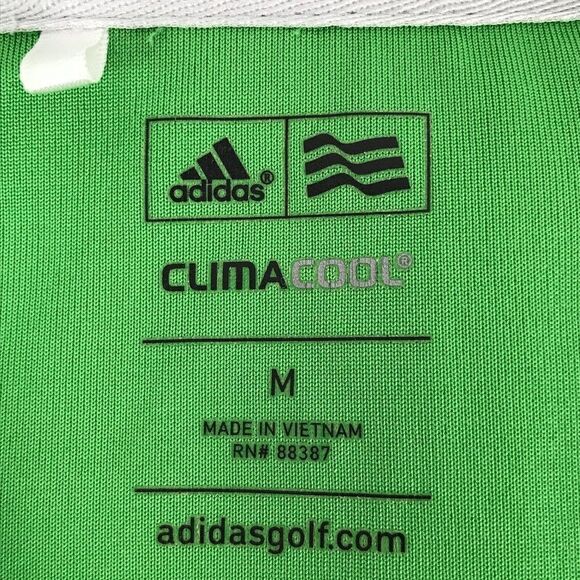 Adidas CLIMACOOL Golf Polo Shirt Mens Medium Casual Short Sleeve Green Polyester - Picture 8 of 10